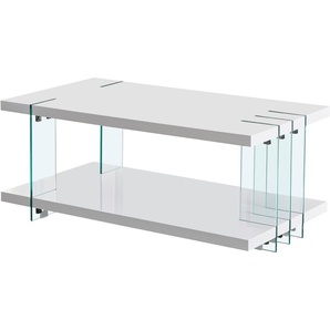 Stolkom Sp.z.o.o. Couchtisch Dallas, weiß hochglanz, Tisch mit Glaselementen