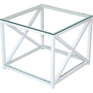 Couchtisch HOME AFFAIRE Tische Gr. B/H/T: 60 cm x 50 cm x 60 cm, weiß Couchtisch Eckige Couchtische Glas-Couchtische eckig Tisch mit 2 Sicherheits-Glasböden