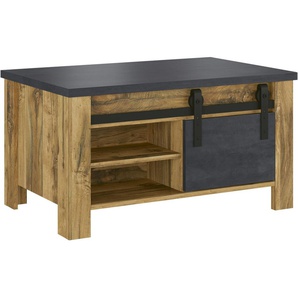 Home affaire Couchtisch York, Beistelltisch, Wohnzimmertisch mit Scheunentorbeschlag, mit Ablagemöglichkeiten, in Hunton Oak und Anthrazit