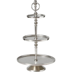 Dekoetagere HOME AFFAIRE Valomi, silber Dekoschalen Gr. Ø 27 cm, silberfarben Dekoschalen Dekotabletts 3-stufig, Höhe 49 cm, aus Metall, Wohnzimmer