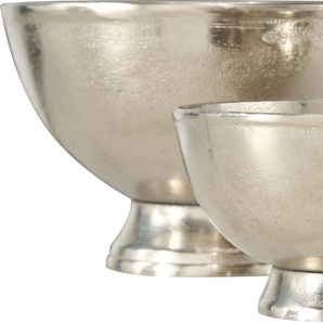 Dekoschale HOME AFFAIRE Flaire, silber Dekoschalen Gr. Ø 15 cm, silberfarben Dekoschalen Dekotabletts aus Metall, rund, mit Fuß, Wohnzimmer