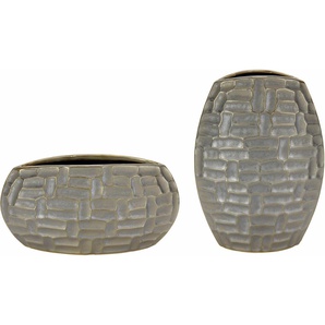 Dekovase HOME AFFAIRE Vasen Gr. B/H/T: 26 cm x 10 cm x 18 cm, grau Blumenvasen Vasen