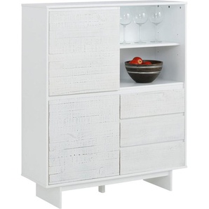 Home affaire Highboard Morgan Midischrank, Kommode aus massivem Kiefernholz, eingefräste Griffmulden, Höhe 120 cm