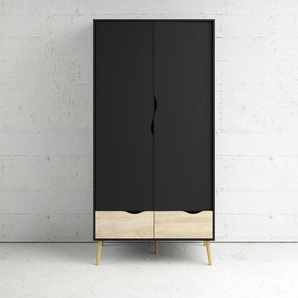 Drehtürenschrank HOME AFFAIRE Oslo Schränke Gr. B/H/T: 98,7 cm x 200,1 cm x 58,1 cm, schwarz (schwarz, eiche struktur) Drehtürenschränke viele Stauraummöglichkeiten, inklusive Einlegeboden und Kleiderstange