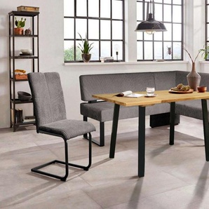 Home affaire Eckbankgruppe Oliver, (Set, 4-tlg., 4-tlg), Eckbank mit Wellenunterfederung im Sitz, Tisch Massiv Eiche