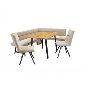 Home affaire Eckbankgruppe Sava, (Set, 4-tlg), Eckbank mit Wellenfederung im Sitz, Tisch Massiv Eiche