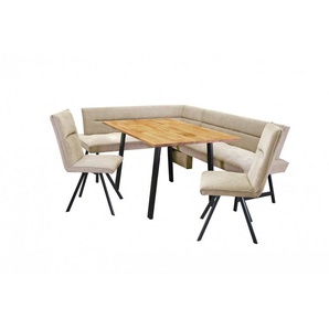 Home affaire Eckbankgruppe Sava, (Set, 4-tlg), Eckbank mit Wellenfederung im Sitz, Tisch Massiv Eiche