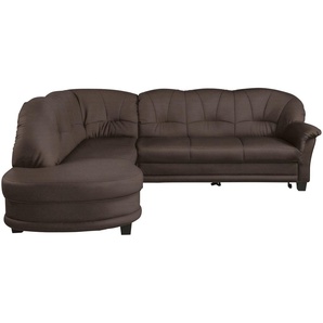 Ecksofa HOME AFFAIRE Camelita Sofas Gr. B/H/T: 231 cm x 86 cm x 81 cm, Microfaser MELROSE, Ottomane links, mit Bettfunktion, braun Ecksofas Sofas wahlweise mit Bettfunktion