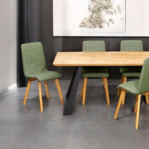 Home affaire Essgruppe Arosa Sitzgruppe für Küchen, Esstisch mit 4 Polsterstühlen, 5-tlg, (Set, 5-tlg., 5-tlg), Stuhlbeine in Eiche Natur oder Buche Schwarz, Tisch 180 cm, U-Gestell