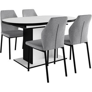 Home affaire Essgruppe Basel, Tischgruppe mit Ausziehtisch, (Set, 5-tlg), BESTSELLER, Sitzgruppe, Tisch, Stühle, ovale Tischplatte, Säulentisch
