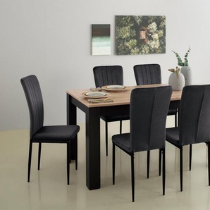 Home affaire Essgruppe Bergamo, (Set, 7-tlg), 7-teilige Tischgruppe mit modernem Esszimmerstuhl und Esstisch