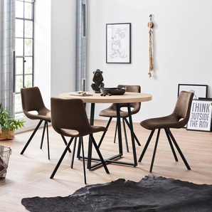 Essgruppe HOME AFFAIRE Sitzmöbel-Sets braun (eiche, braun) Essgruppen mit 4 Stühle