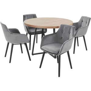 Essgruppe HOME AFFAIRE Sitzmöbel-Sets grau (eiche, grau) Essgruppen Sitzmöbel-Sets mit 4 Stühle