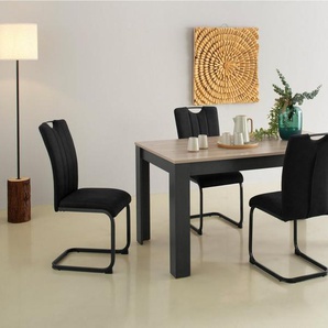 Home affaire Essgruppe Napoli, (Set, 5-tlg), 5-teilige Tischgruppe mit modernem Freischwinger Stuhl und Esstisch