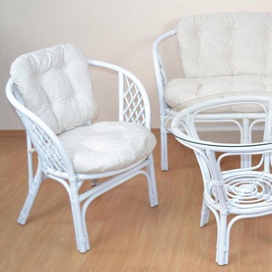 Home affaire Essgruppe, (Set, 4-tlg), aus handgeflochtenem Rattan mit passenden Kissenauflagen