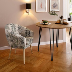 Esstisch HOME AFFAIRE Hairpin Tische Gr. B/H/T: 100 cm x 72 cm x 100 cm, beige (natur) Esstische rund oval aus massiver Eiche, mit Metallbeinen, Breite 100 cm