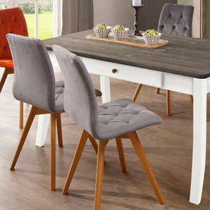 Esstisch HOME AFFAIRE Palermo Tische Gr. B/H/T: 140 cm x 77 cm x 90 cm, Einlegeplatten, grau (weiß, grau) Esstische rechteckig mit Auszugfuntion und 2 Schubladen