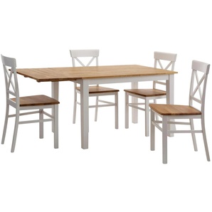 Esstisch HOME AFFAIRE Samba Tische Gr. B/H/T: 120 cm x 74 cm x 80 cm, weiß (weiß, eiche) Esstisch Küchentisch Möbel Tisch Ausziehbare Esstische Breite 120 cm, mit ausklappbarer Tischplatte