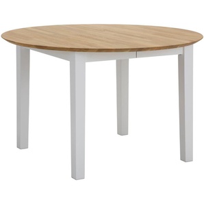 Esstisch HOME AFFAIRE Time Tische Gr. B/H/T: 120 cm x 75 cm x 120 cm, Auszugsplatte, weiß (weiß, eiche) Esstische rund oval Durchmesser 120 cm, mit Auszugsfunktion