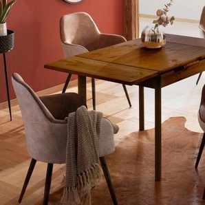 Esstisch HOME AFFAIRE Tirza Tische Gr. B/H/T: 80 cm x 75 cm x 80 cm, braun (dunkelbraun) Esstische rechteckig aus massiver Kiefer, mit Auszugsfunktion in zwei Breiten