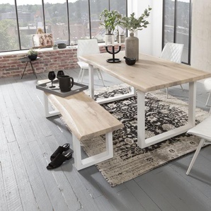 Esstisch HOME AFFAIRE Tristan Tische Gr. B/H/T: 160 cm x 77 cm x 90 cm, weiß (white wash, weiß, white wash) Esstische rechteckig mit Baumkante