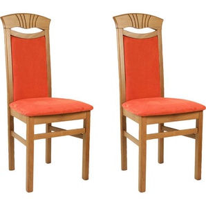Home affaire Esszimmerstuhl Franz (Set, 2 St), strapazierfähige Microfaser, Gestell Buche natur oder weiß, Holzstuhl