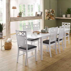 Home affaire Esszimmerstuhl »Fullerton, Holzstuhl«, (Set), 2 St., Webstoff, mit attraktiven Fräsungen, Sitzhöhe 47 cm, Küchenstuhl