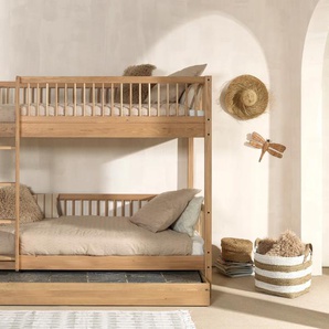 Home affaire Etagenbett »Eiche massiv, Made in Europe, langlebige Qualität«, (B/H/T ca. 208x176x98cm, Schublade+unterer Rausfallschutz optional), 2 Lattenroste, wahlweise mit oder ohne Bettschublade und Absturzschutz