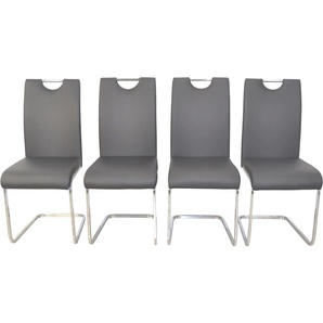 Freischwinger HOME AFFAIRE Lara Stühle Gr. B/H/T: 43 cm x 99 cm x 56 cm, 4 St., Kunstleder, Metall, schwarz (schwarz, silberfarben) Freischwinger Stühle