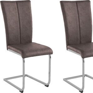 Home affaire Freischwinger »Nils«, (Set), 2 St., Microfaser VINTAGE, Stuhl belastbar bis 120 Kg, Gestell Metall im Chrom-Look oder Schwarz