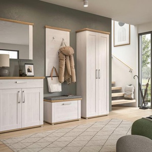 Home affaire Garderoben-Set Cosenza, Breite ca. 285 cm, 2-farbig, 5-teilig, bestehend aus:, (5-St), Garderobenschrank, Sitzbank, Garderobenpaneel, Schuhschrank, Spiegel
