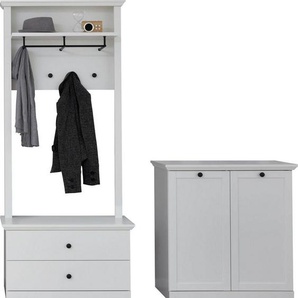 Home affaire Garderoben-Set Örebro, (Set, 3-St), Garderobenmöbel im zeitlosen Landhausstil - Mit Vollauszug