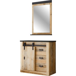 Home affaire Garderoben-Set SHERWOOD, (2-St), mit Scheunentorbeschlag, Apothekergriffe aus Metall, Breite ca. 93 cm