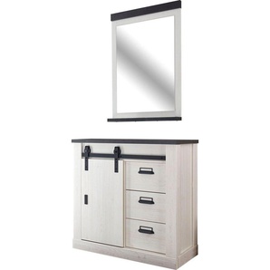 Home affaire Garderoben-Set SHERWOOD, (2-St), mit Scheunentorbeschlag, Apothekergriffe aus Metall, Breite ca. 93 cm