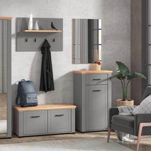 Home affaire Garderoben-Set Valencia, (Set, 5-St., Garderobenschrank, Schuhkommode, Schuhbank, Garderobenpaneel, Spiegel)