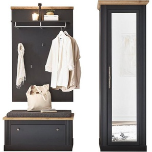 Home affaire Garderoben-Set WESTMINSTER BESTSELLER!, (3-St., Schuhbank, Wandpaneel, Garderobenschrank), im romantischen Landhausstil
