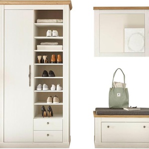 Home affaire Garderoben-Set WESTMINSTER BESTSELLER!, (3-St., Schuhbank, Spiegel, Garderobenschrank), im romantischen Landhausstil