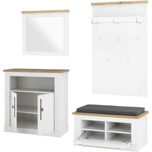 Home affaire Garderoben-Set WESTMINSTER TOPSELLER!, (4-St., Schuhbank, Spiegel, Kommode, Wandpaneel), im romantischen Landhausstil