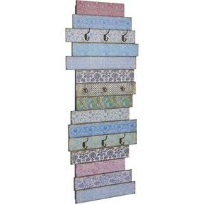 Garderobenleiste HOME AFFAIRE Emma Garderobenhalter Gr. B/H/T: 65 cm x 150 cm x 10,5 cm, bunt Garderobenpaneel Wandobjekt Haken Garderobenpaneele Garderobe mit Kleiderhaken, Pastell-Farben, Shabby Look