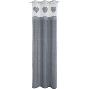 Gardine HOME AFFAIRE Herz Spitze Gardinen Gr. 245 cm, Ösen, 110 cm, grau Gardine Landhaus Gardinen blickdicht, Bio Baumwolle