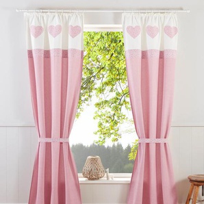 Gardine HOME AFFAIRE Herz Spitze Gardinen Gr. 125 cm, Kräuselband, 110 cm, rosa (rose) Gardine Landhaus Gardinen blickdicht, reine Baumwolle