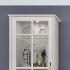 Glasvitrine HOME AFFAIRE Evergreen Schränke Gr. B/H/T: 69,2 cm x 200,3 cm x 48,5 cm, beige (elfenbein) Glasvitrinen UV lackiert, Tür mit Sicherheitsglas 4 mm, Soft-Close-Funktion