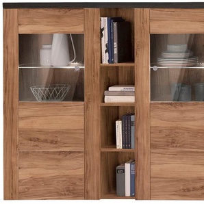 Home affaire Highboard Larona, zeitlose Hochkommode mit 2 Türen, Türkommode, Höhe 129,5 cm, Anrichte mit dekorative Rahmenoptik, Türen mit Glaseinsatz