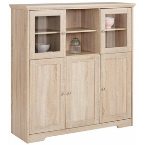 Home affaire Highboard Nanna, Vitrine in Eichen-Optik, Breite 118 cm