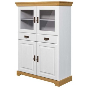 Home affaire Highboard Rügen, Vitrine im Landhausstil, zertifiziertes Massivholz, Höhe 131 cm