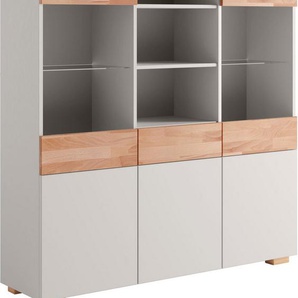 Home affaire Highboard Citra teilmassiv, Höhe 145cm, moderne grifflose Optik mit push to open Funktion