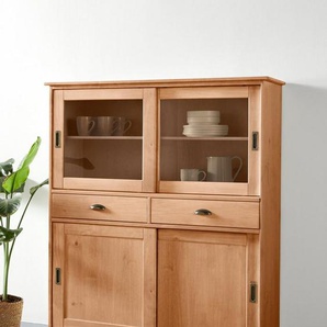 Home affaire Highboard Schröder, Vitrine aus massivem Kiefernholz, Breite 114 cm