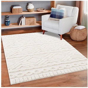 my home Hochflor-Teppich Andro, rechteckig, Höhe: 20 mm, Boho Scandic Stil, weich, Hoch Tief Struktur, Wohnzimmer, Schlafzimmer