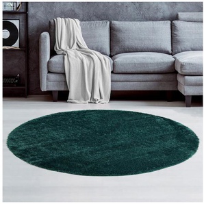 my home Hochflor-Teppich Malin, rund, Höhe: 43 mm, Uni-Farben, leicht glänzend, besonders flauschig durch Mikrofaser