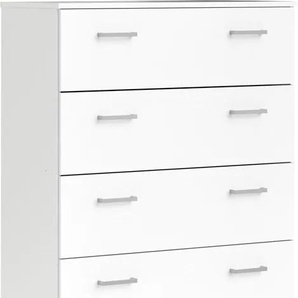 Hochkommode HOME AFFAIRE Sideboards Gr. B/H/T: 74,1 cm x 114,7 cm x 35,95 cm, 5, weiß Schubladenkommode Schubladenkommoden graue Stangengriffe, einfache Selbstmontage, 74,1 x 114,7 35,95 cm